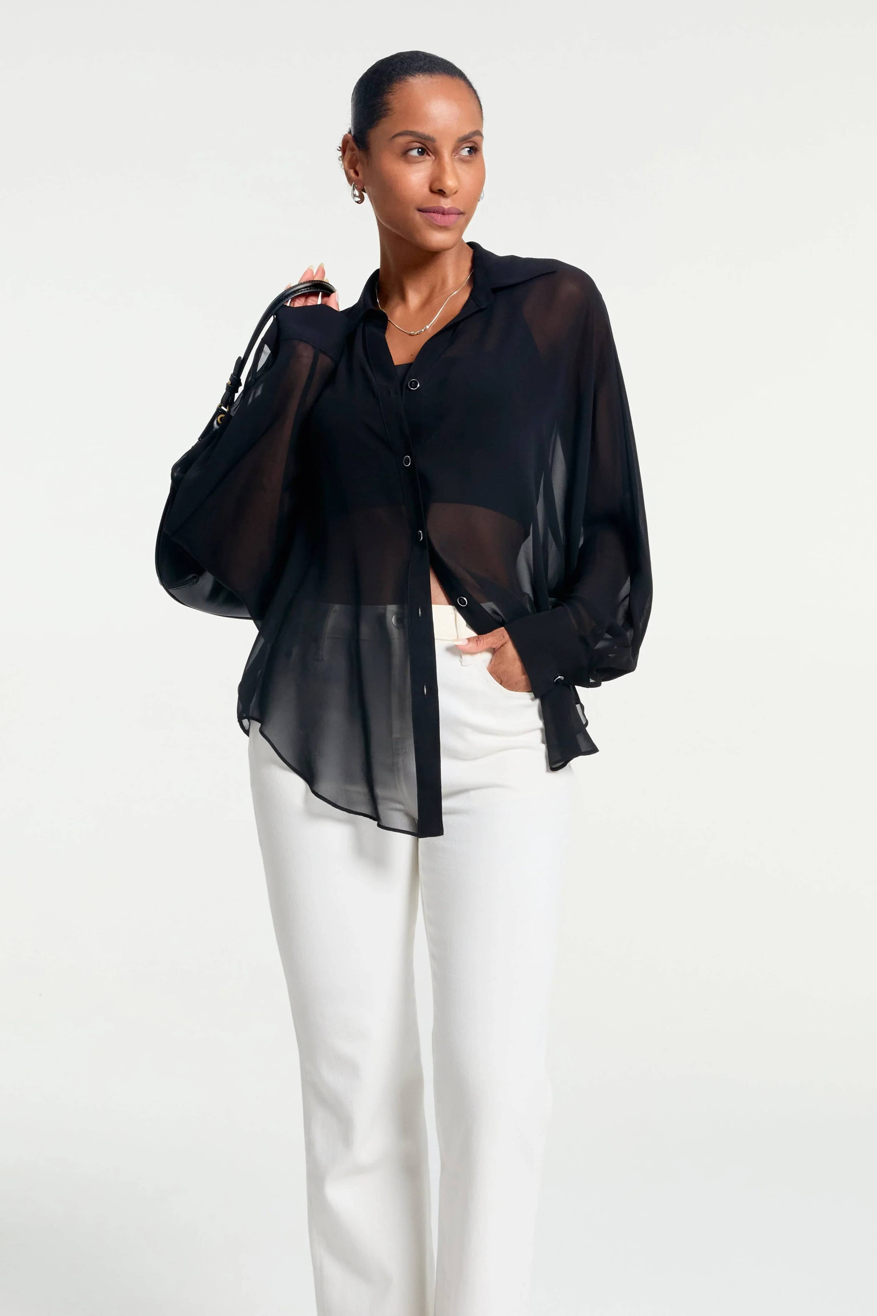 Silk Sheer Oversized Blouse