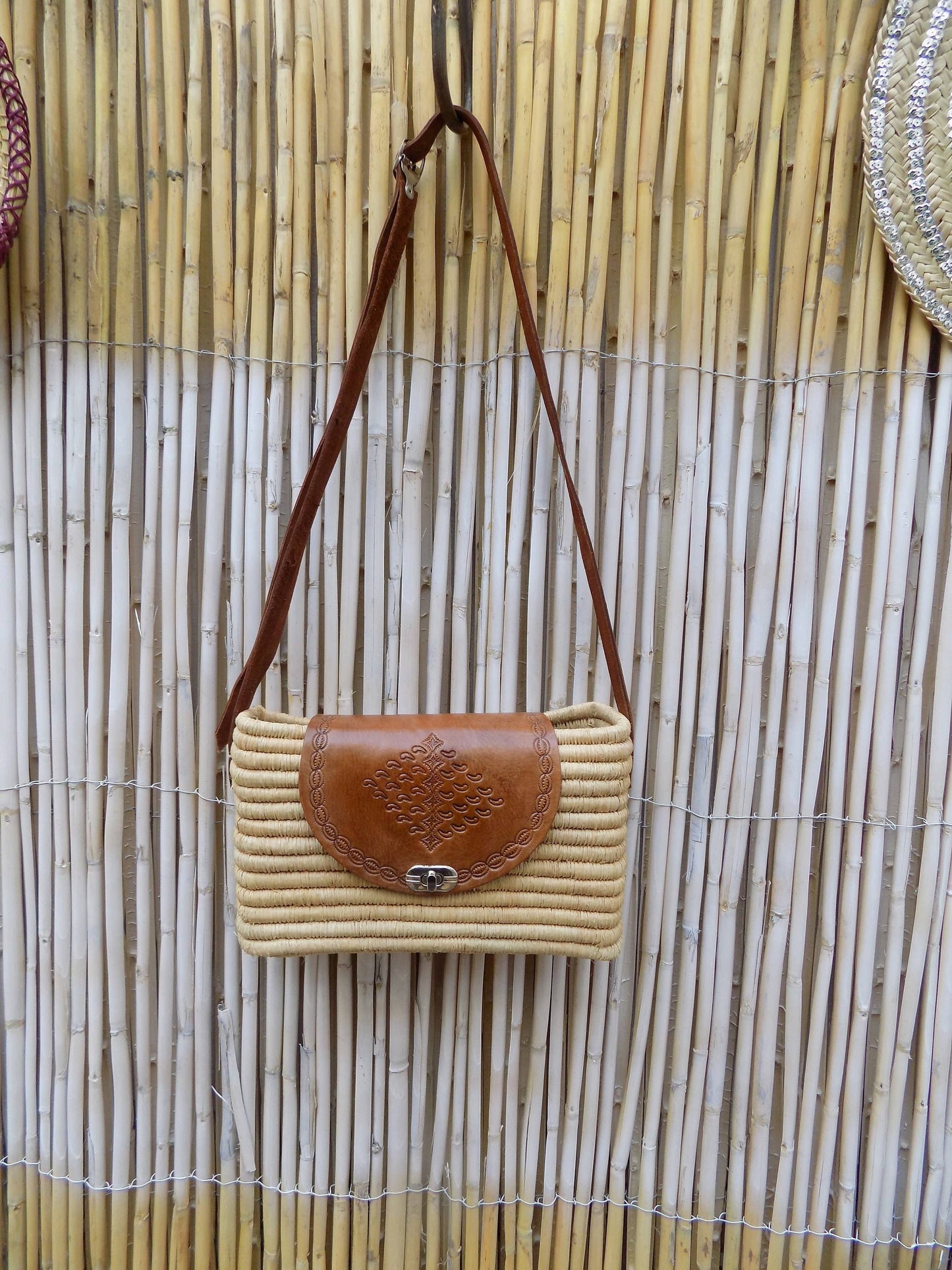 Raffia Bag, Crossbody Bag, Moroccan Raffia Handbag,