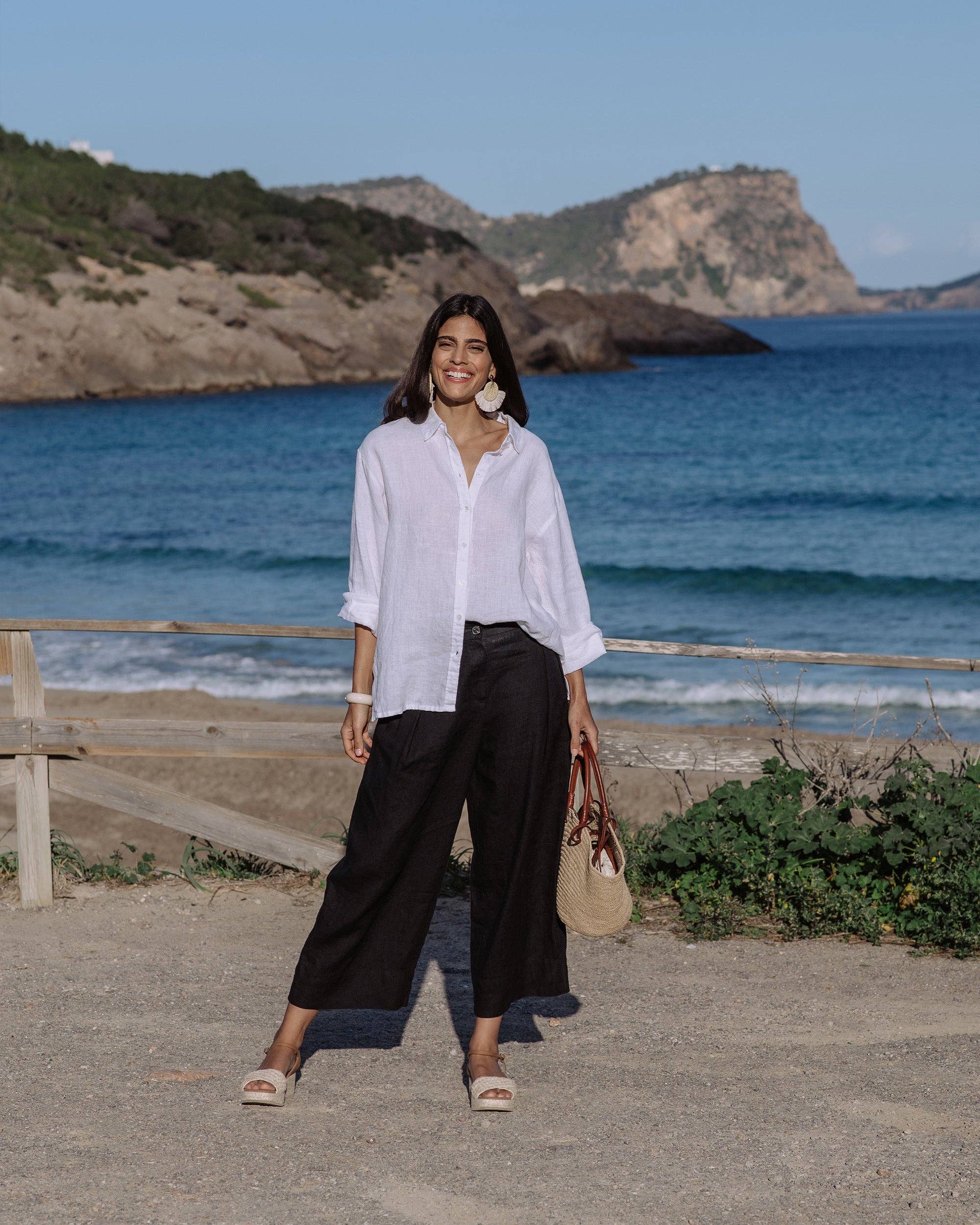 Long-Sleeve Linen Shirt ISLAY in White