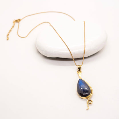 Brass Labradorite Curl Necklace
