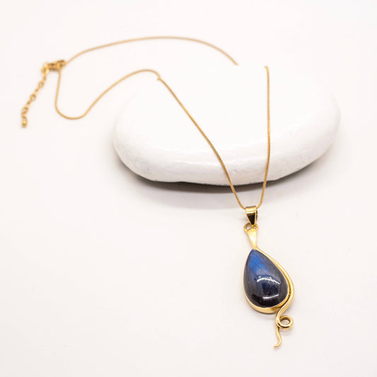 Brass Labradorite Curl Necklace