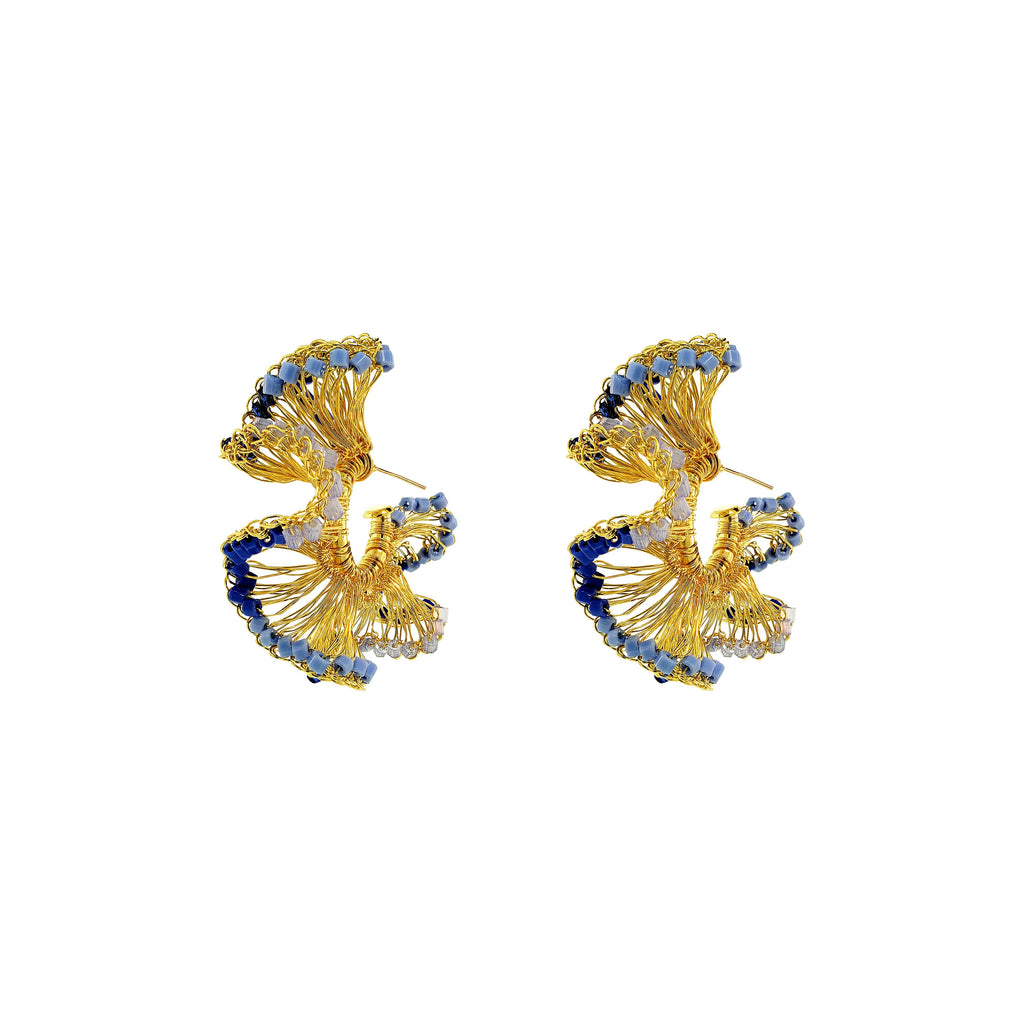 Sky Blue Mix Rio Hoops Handmade Crochet Earrings