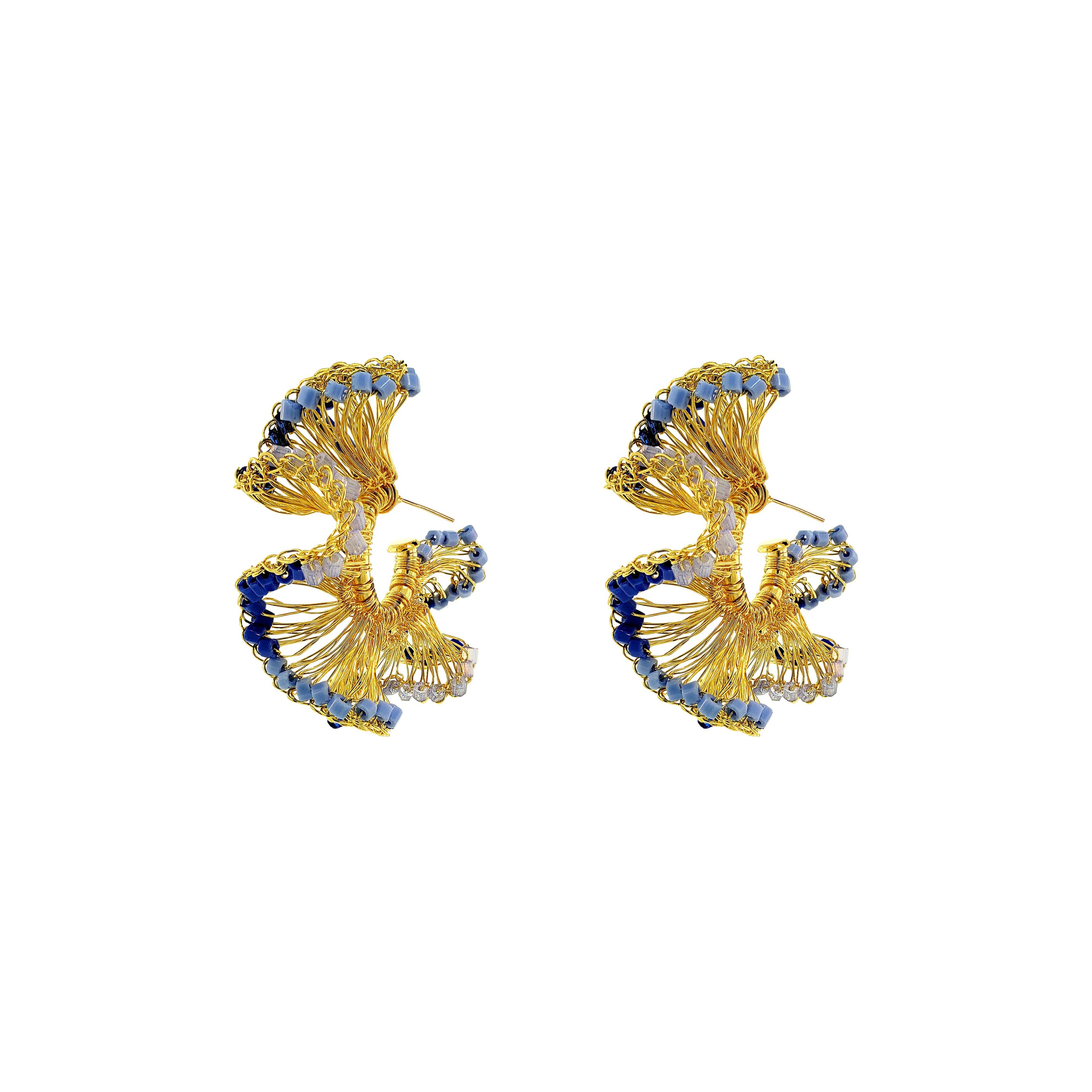 Sky Blue Mix Rio Hoops Handmade Crochet Earrings