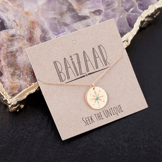 Gold Plated Compass Rose Necklace
