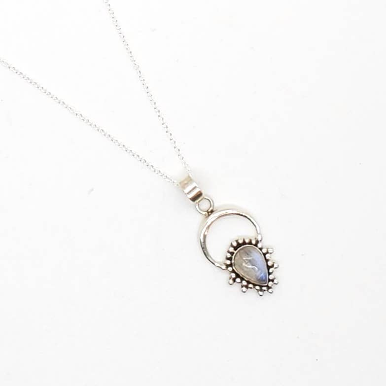 Silver Teardrop Aura Necklace