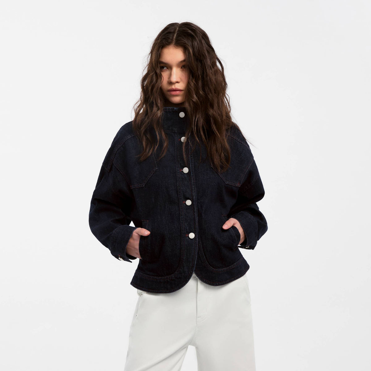 Fitted Stand Collar  Jacket