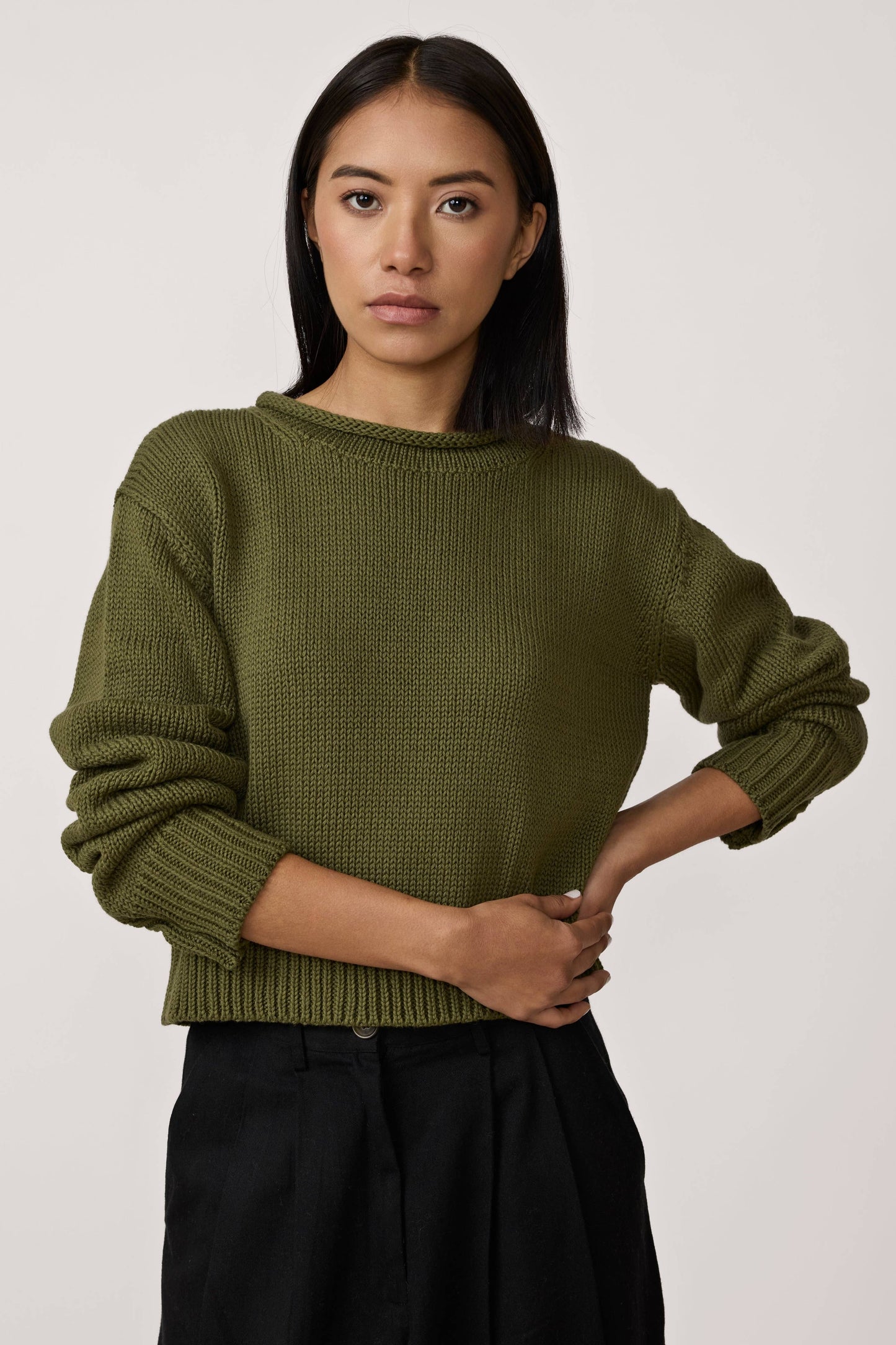 Mare Rolled Neck Sweater - Olive