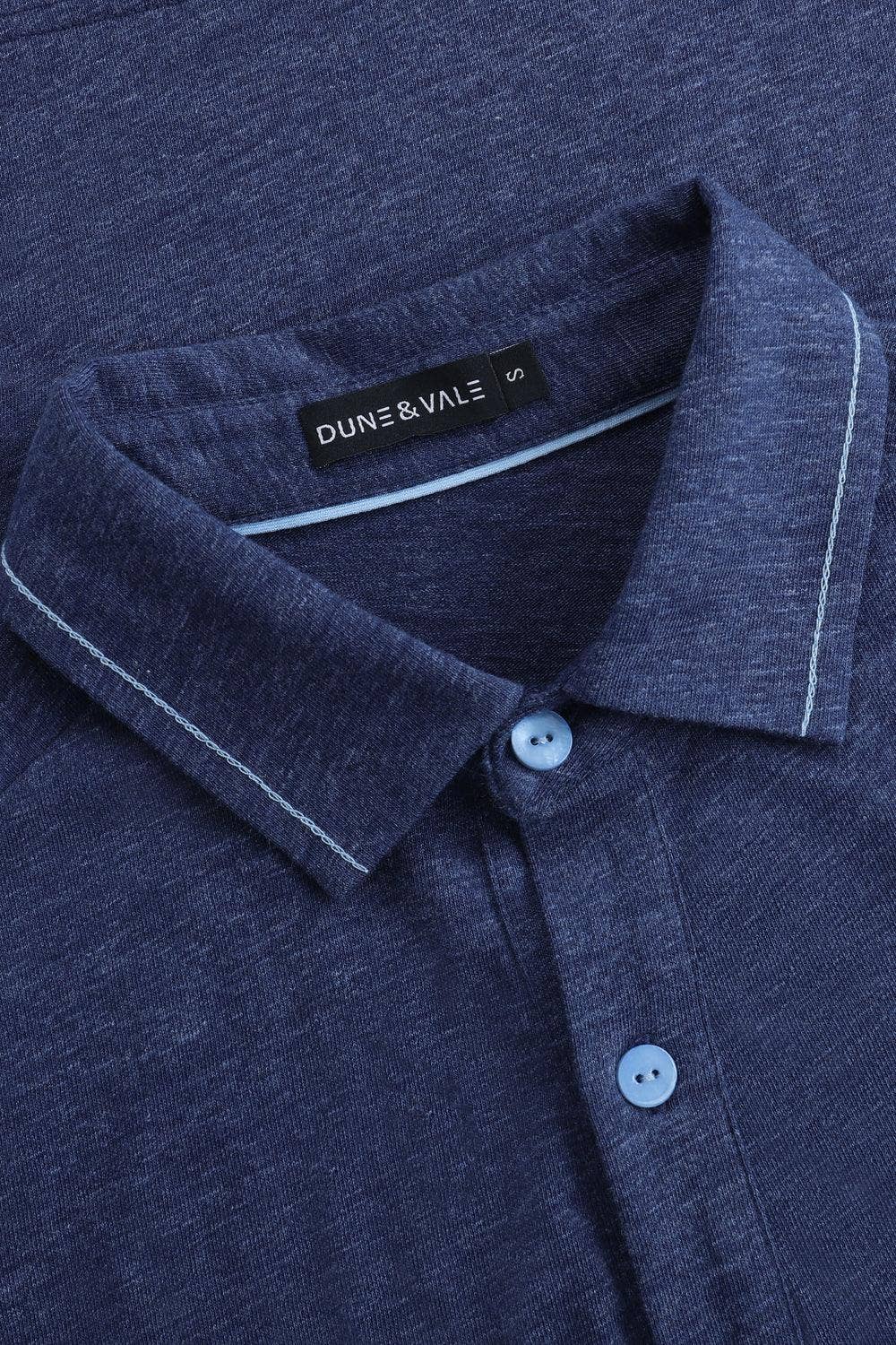 Men’s Polished Long-Sleeve Polo - Maritime Blue
