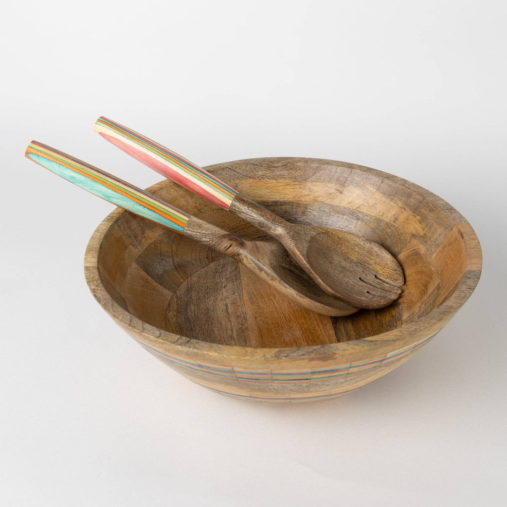 Striped Mango Wood Salad Servers *