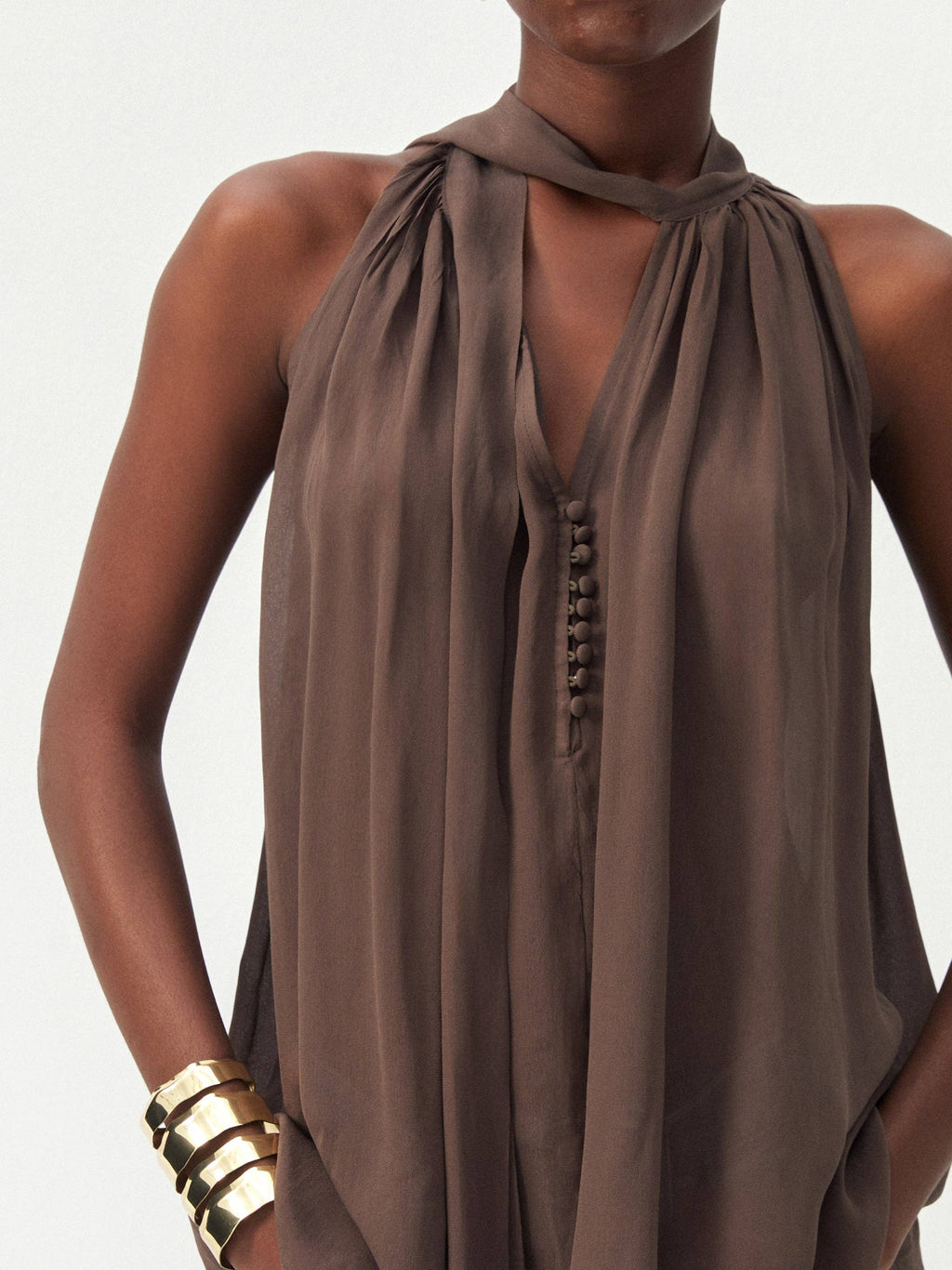 Halter Neck Keyhole Sleeveless Blouse