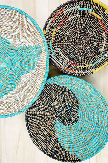 African Wall Basket / Bowl, sweet grass, multi-color