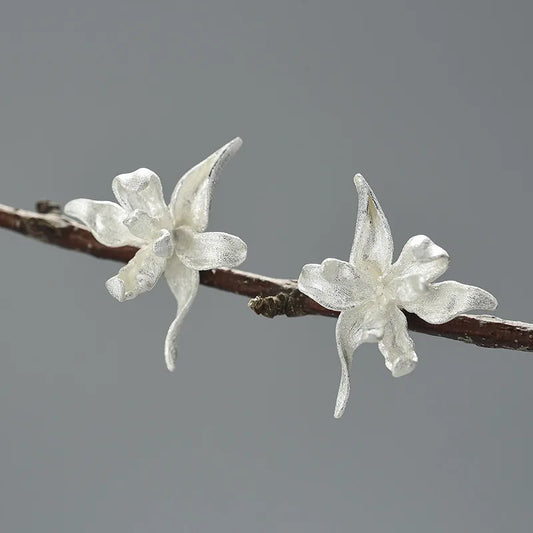 chinoiserie silver leaf earrings