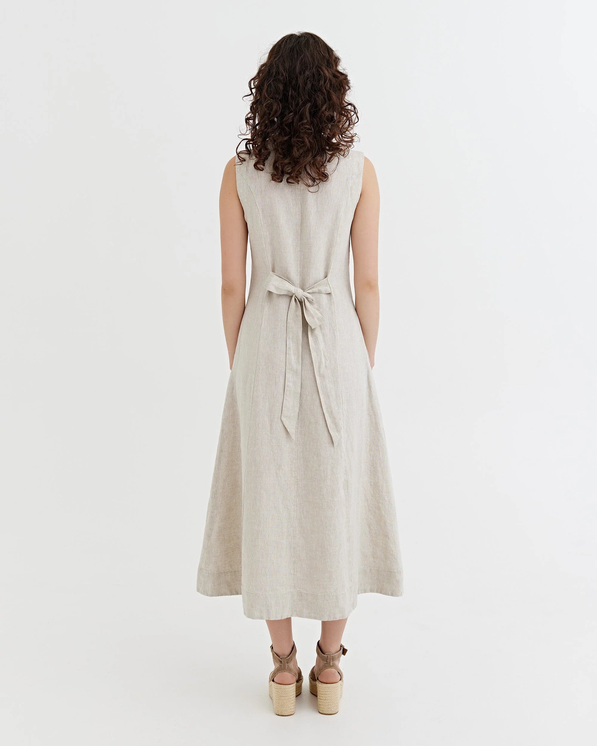 Sleeveless Linen Dress ACADIA in Natural melange
